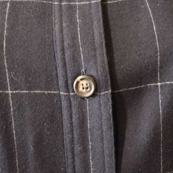 Mr & Mrs MacLeod Vintage Navy Blue Windowpane Plaid Maxi Dress Wool Cashmere - Picture 9 of 15